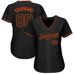 Camiseta de béisbol auténtica negra anaranjada personalizada - Product Image 2