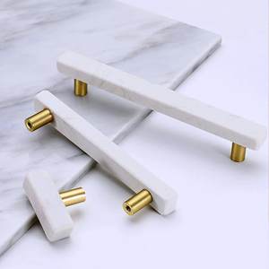 Perillas de mármol más vendidas de color blanco y marrón con tamaño de forma de color personalizado Hecho en artículo DE LA India - Product Image 2