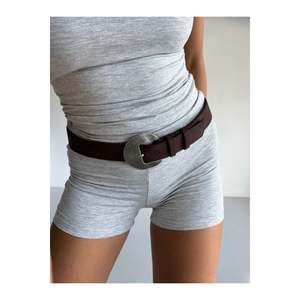 <b>Suede</b> Oval Buckle Women's Trouser <b>Belt</b>, Jacket <b>Belt</b>, Dress <b>Belt</b>, Shirt <b>Belt</b> - Brown-Darkening - Product Image 1