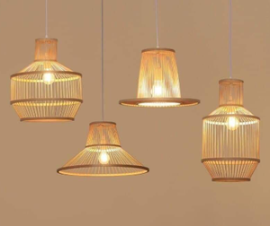 Éclairage écologique : Lampes suspendues en bambou et en rotin artisanales du Vietnam, Mme May - Product Image 1