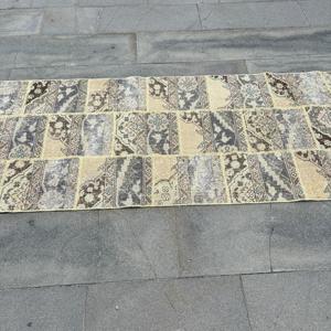 Turkish Vintage Rug 2.6x8.3 ft, <b>Brown</b> Moroccan <b>Wool</b> Rug - Product Image 4