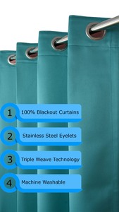 Hot Selling 100% Blackout <b>Curtains</b> Tricot Breathable Lightweight Triple Weave Solid Drape Fabric Plain Style Noise-Reducing - Product Image 3