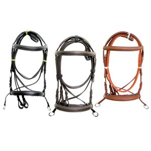 Brides sans mors croisées en cuir avec rênes Horse International English Horse - Product Image 1