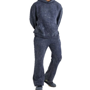 ชุดวอร์มลำลองผู้ชายดีไซน์ใหม่คุณภาพสูง ล้างสีแบบแอซิด สำหรับฤดูใบไม้ร่วงและฤดูหนาว ระบายอากาศได้ดี ขายส่ง - Product Image 1