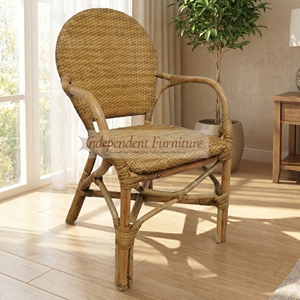 Modern Rattan <b>Dining</b> <b>Chair</b> with Armrests Minimalist Design Eco-Friendly Indoor Outdoor Furniture Stable Rattan Legs Home Decor - Product Image 2
