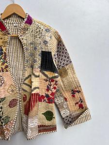 แจ็คเก็ตสั้นแบบวินเทจทำด้วยมือเสื้อโค้ทผ้าฝ้ายปักลายดีไซน์ผ้าถักของขวัญที่สมบูรณ์แบบสำหรับเธอ - Product Image 2