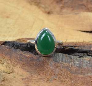 Green Onyx 925 Sterling Silver Ring Pear Shape Handmade Gemstone Jewelry Elegant Gift For Women - Product Image 6