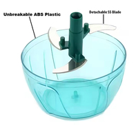ABK IMPEX Multifunctionele Plastic Handmatige Draagbare Keukenhulp Groente Snijder 3 Roestvrijstalen Messen Handmatige Hakselaar Fruit