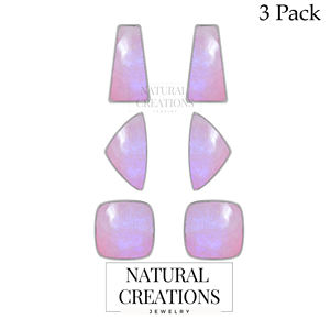 Pendientes de Plata de Ley 925 con Piedra Lunar Rosa, Forma Cuadrada Semi Trillion, Cierre de Mariposa, Bisel, Regalo de Boda - Product Image 3