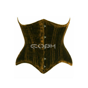 Corset sous-poitrine personnalisé en velours marron, grande taille, amincissant la taille, pour courbes généreuses - Product Image 1