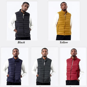 Nouvelle veste sans manches matelassée avec logo personnalisé, veste gonflée zippée, épaisse, chaude pour l'hiver, gilet à capuche 100% polyester pour homme, OEM - Product Image 3