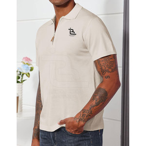 Cómoda y ligera camiseta de polo con cremallera de cuarto, logotipo personalizado, manga corta, tela totalmente personalizada, camisetas de polo para hombres de Pakistán - Product Image 3
