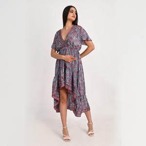 ซื้อชุดปาร์ตี้ด้านหน้าสั้นชุดเดรสผ้าไหมส่าหรีด้านหลังยาวเหมาะสำหรับกิจกรรมฤดูร้อน - Product Image 3