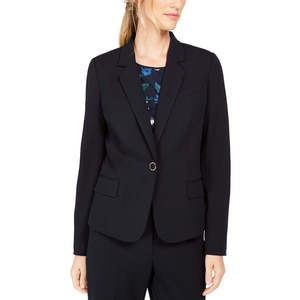 Blazer da Donna Calvin Klein Blu Navy con Bottone Singolo, Stampa Ricamata, Lunghezza Corta, Taglia 14 - Product Image 3