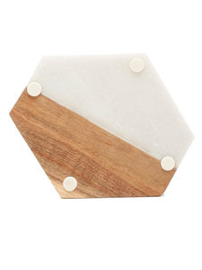Handmade Elegant Acacia Wood & Marble Coasters Luxury Rectangle Drink Mats for Home Decor & Gift <b>Trivet</b> Set - Product Image 3