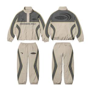 2025 Unisex Custom <b>Red</b> Color Cotton Breathable Plus Size Jacket Windproof Stripe Stand Collar Fashionable Trendy Tracksuits for - Product Image 4