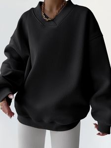 Femmes de haute qualité coton polaire pull à capuche Logo personnalisé imprimé surdimensionné ample tricoté sweat à capuche décontracté hiver - Product Image 4