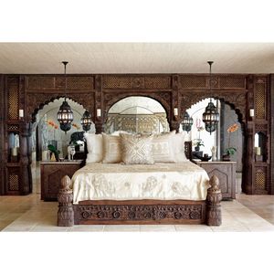 เตียง rajasthani คุณภาพสูงเฟอร์นิเจอร์ไม้เนื้อแข็งเตียงคิงไซส์ห้องนอนไม้แกะสลักบ้านเตียงนั่งเล่น - Product Image 3