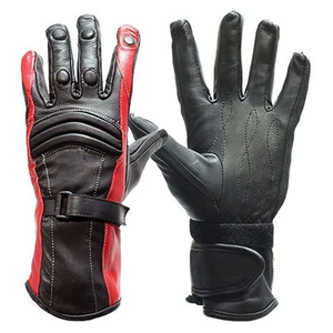 Women's Black/Red Full Finger Leather Motorcycle Bike Riding Protection Gloves Motorcycle Auto Racing Wear Gloves For Men - Product Image 1