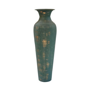 Eternal Bronze Pattern <b>Vase</b> style metal flower <b>vase</b> with embossed geometric design and <b>tall</b> decorative home decor accent - Product Image 3