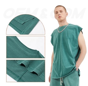 Verano ácido lavado High Street Vintage Mens Gym Tank Top Plain Custom Sweat Oversized Men Tank Tops - Product Image 2