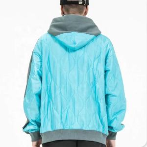 Nueva llegada logotipo personalizado bordado 100% algodón ecológico sólido Sudadera con capucha hombres cremalleras verdes Patchwork Streetwear invierno ODM - Product Image 3