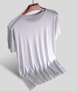 T-shirt pour homme 100% soie tricoté col rond manches courtes été décontracté doux dernier design coupe ample T-shirt pour homme RRI-TS-08 - Product Image 4
