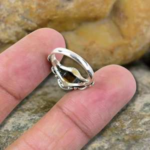 Handmade 925 Sterling Silver Eternity Vermeil <b>Ring</b> Unique Classic Design with Natural <b>Tiger</b> <b>Eye</b> Gemstone Bezel Setting - Product Image 3