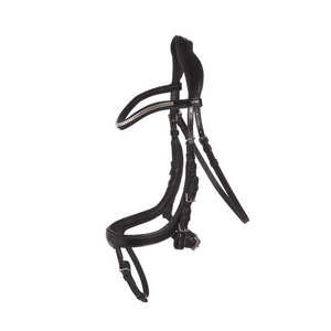 Bridon en cuir noir avec garnitures argentées et sangles réglables - Product Image 2