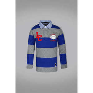 Camisetas de Polo a rayas de rugby para hombre, LICRA comprimida antiarrugas, bordada, teñida lisa, de color oscuro, larga y corta, XL, ODM - Product Image 1