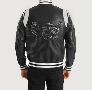 Veste Letterman haut de gamme avec manches en cuir originales et veste de baseball College Body en laine pour homme - Product Image 6