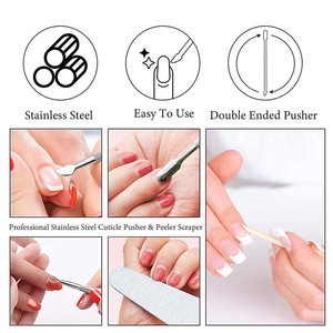 Pousse-cuticules professionnel ergonomique en acier inoxydable, poignée antidérapante, réutilisable, double usage, durable, léger, soin des ongles - Product Image 2