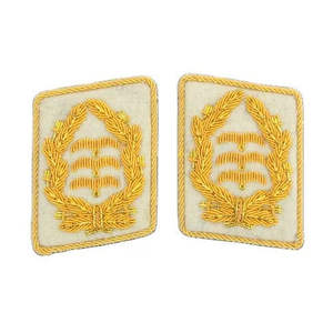 Hight Quality Gorget Collar Badge With Snap Brass Button Oem Collar Ranks Wreath in Gold or <b>Silver</b> Bullion Wire Collar Tap - Product Image 4