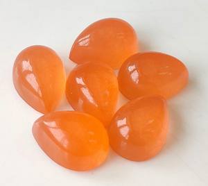 Venta al por mayor de gemas sueltas de cuarzo melocotón natural KHATUSHYAM GEMS, cabujón de pera de 4x6mm-20x30mm con parte trasera plana, efecto de juego de color/abrillantamiento para joyería - Product Image 6