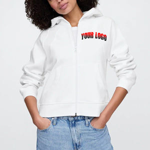 High Quality 100% Cotton Women's Heavyweight 500GSM <b>Zipper</b> Hood Custom Logo Front Streetwear Hoodie-Customizable Colors & Sizes - Product Image 1