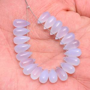 AAA + naturel bleu calcédoine 6x12mm larme lisse Briolette perles calcédoine semi-précieuse pierres précieuses gouttes pour la fabrication de bijoux - Product Image 5