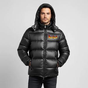 Men's Canvas Stand Collar Shiny Glossy Puffer Jacket Padded Quilted Insulated - Product Image 4