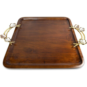 ถาดเสิร์ฟอาหารแฟนซีใหม่ถาดไม้พร้อมด้ามโลหะสีทองถาดเสิร์ฟของหวานอุปกรณ์จัดระเบียบเครื่องใช้บนโต๊ะอาหารโรงแรมร้านอาหาร - Product Image 3
