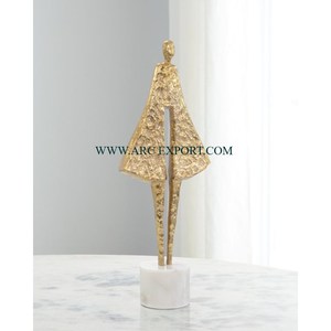 Estatua y escultura de fundición de peltre de aluminio con forma de Cactus, decoración de estilo moderno antiguo dorado, escultura de objeto de acento para mesa - Product Image 5