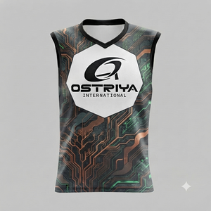 Wholesale Rate V-neck Front Custom Men's Sleeveless Gym Athletic Workout T-<b>Shirt</b> <b>100</b>% <b>Polyester</b> Knitted Striped Quick Dry 220g - Product Image 1