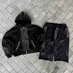 MOCKUP GRATUITO, Sudadera con Capucha y Hombros Caídos con Impresión de Logotipo Personalizado y Pantalones Deportivos de Cintura Doble Acampanados, Ropa Urbana para Venta al por Mayor - Product Image 6