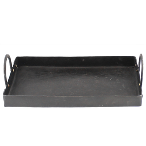 Rectangle-Shaped Metal <b>Serving</b> <b>Tray</b> with <b>Black</b> Coating and Handles Elegant <b>Serving</b> Solution for Weddings Hotels Special Events - Product Image 1