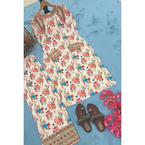 Conjunto de Pantalón y Blusa Bordada Estampada para Mujer, Estilo Formal y Elegante para Oficina y Fiestas, Largo hasta la Rodilla, Novedades - Product Image 4