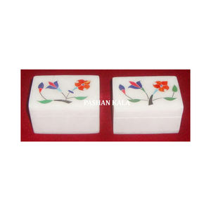 Top Quality White Marble With Fine Finishing And Smooth Polished Rectangle Shape Inlay Jewelry <b>Boxes</b> For Wedding Gift Purpose - Product Image 1