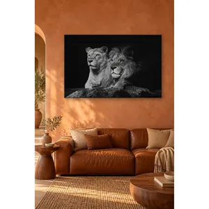 Impression sur toile Fida Lioness et Lion sur rocher - Product Image 4