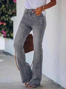 Nouveau jean décontracté à la mode pour femmes avec denim lavé à cordon de serrage, jean polyvalent pour un usage quotidien - Product Image 5