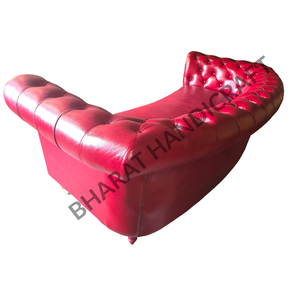 Sofá Chesterfield curvo de tres plazas, lujoso, elegante, de diseño clásico, cómodo para sentarse, para sala de estar, para hogares, de la India. - Product Image 5