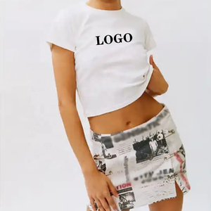 Camiseta corta personalizada de verano para bebé 2024, camiseta Sexy fina en blanco para mujer, camiseta lisa de algodón 100% transpirable de alta calidad - Product Image 3
