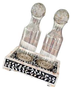 Bandeja de servir de madera ecológica hecha a mano, jarra de perla Madre, novedad, vajilla decorativa para cena, artesanía directa del fabricante de la India - Product Image 2