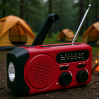 Tragbares Solar-Notfallradio mit Eingebauter Taschenlampe Wiederaufladbarer Akku Dynamo & AC/DC-Stromversorgung für Notfälle und Outdoor-Aktivitäten